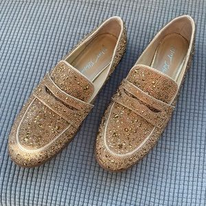Betsey Johnson ARON Rhinestone Embellished Loafer - Gold